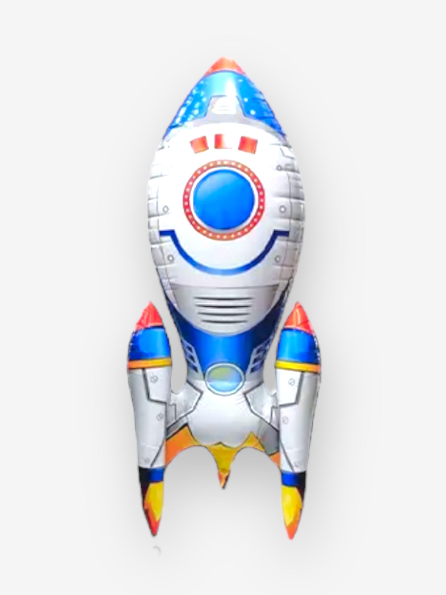 61cm - 3D Folieballong Rymdraket i vitt och blÄtt