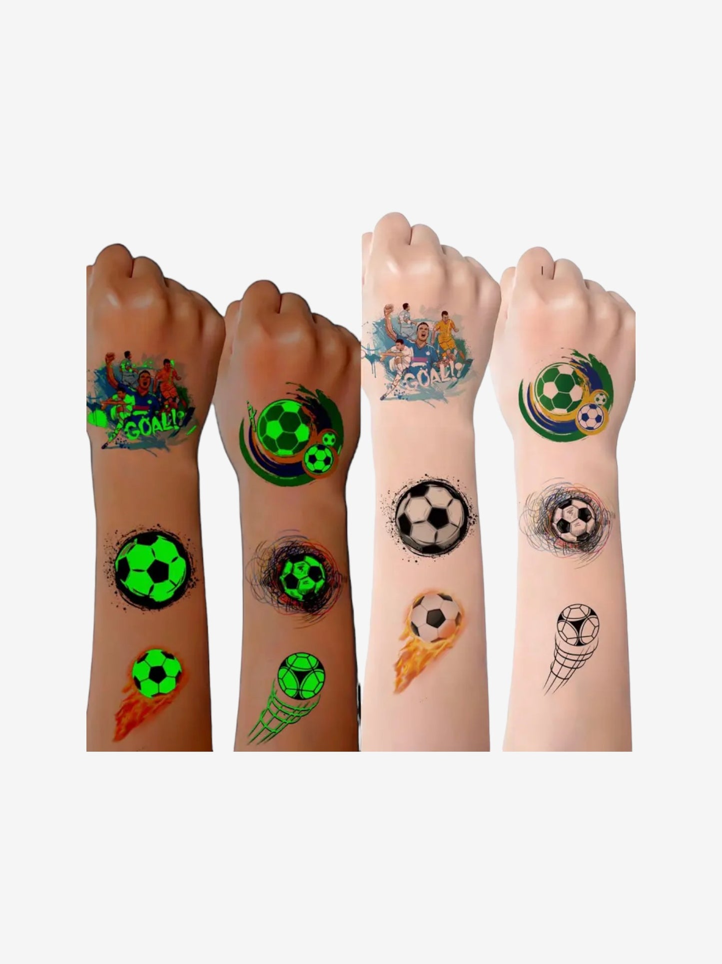 Tatuering, självlysande, fotboll, gnuggis, barnkalas, party, fest