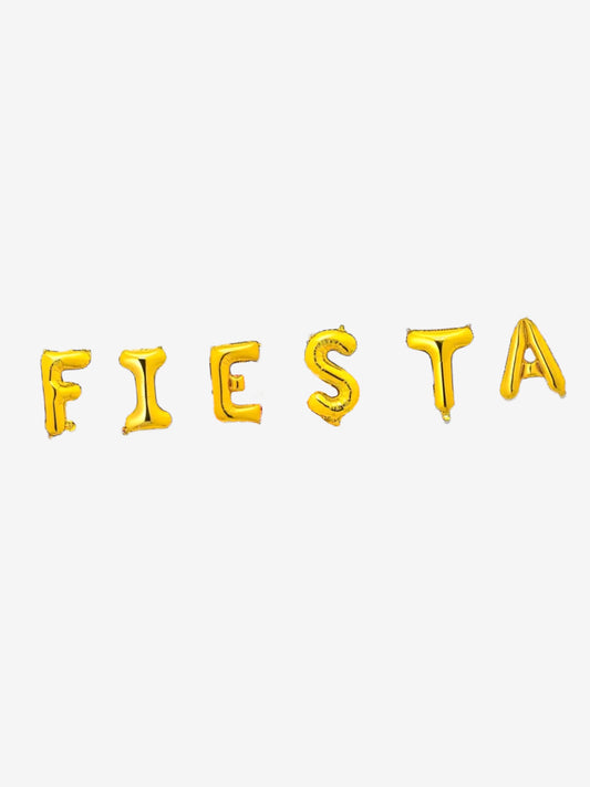 6 delar, 47x30cm - Ballonggirlang FIESTA i guld metallic, bokstäver