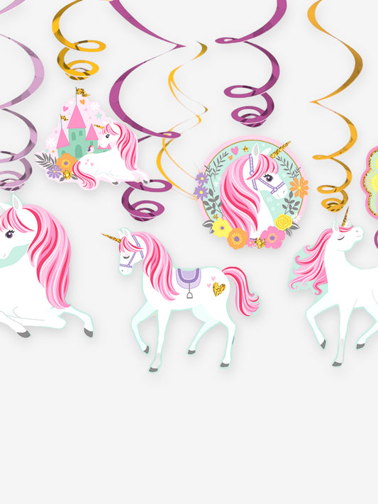 12 delar - HÀngande swirls med enhörningar