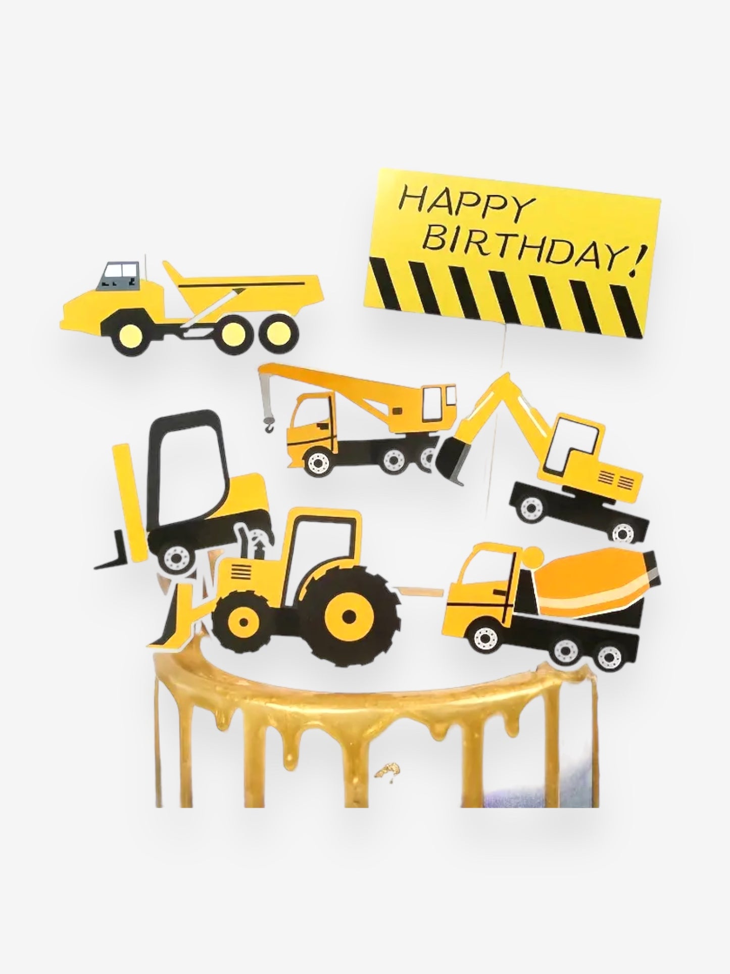 7 delar - TÄrtdekoration och cake toppers med byggbil