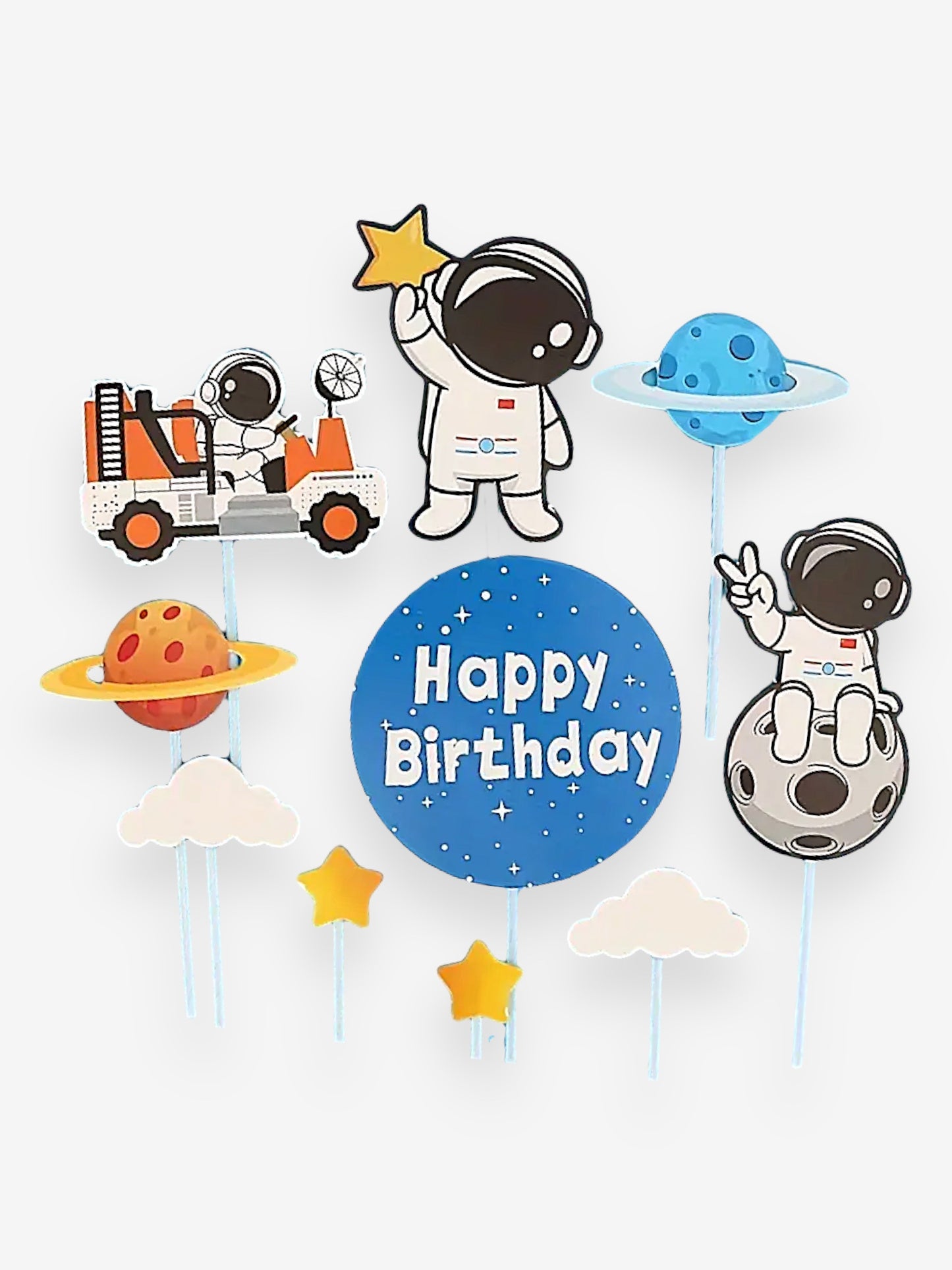10 delar - TÄrtdekoration och cake toppers med rymd-tema