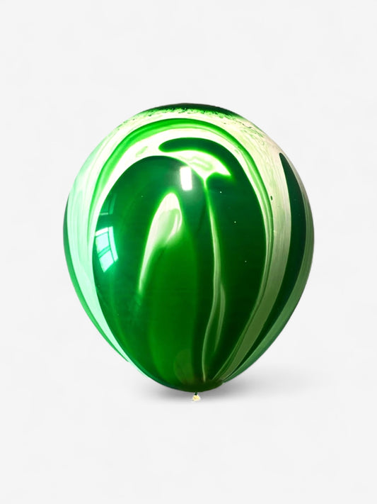 5 stycken 25cm - Gröna marmorerade ballonger