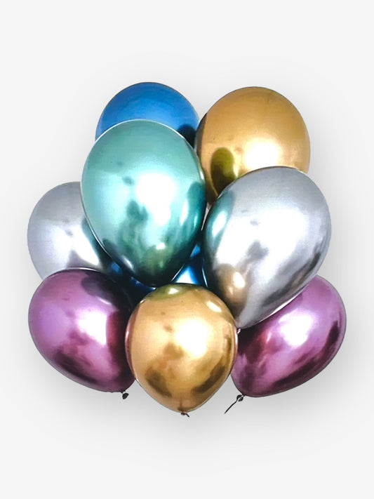 6 stycken, 12,7cm - Blandade metallic ballonger