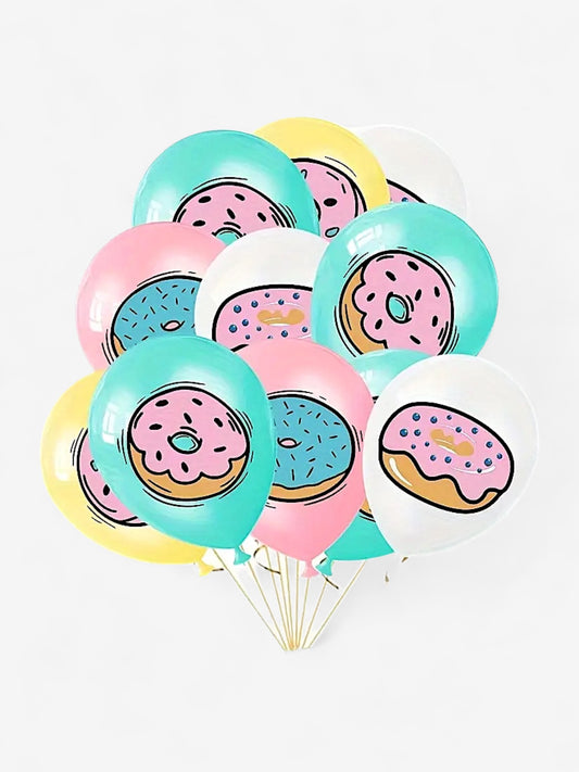 6 stycken, 30cm - Blandade latex-ballonger donuts i pastell