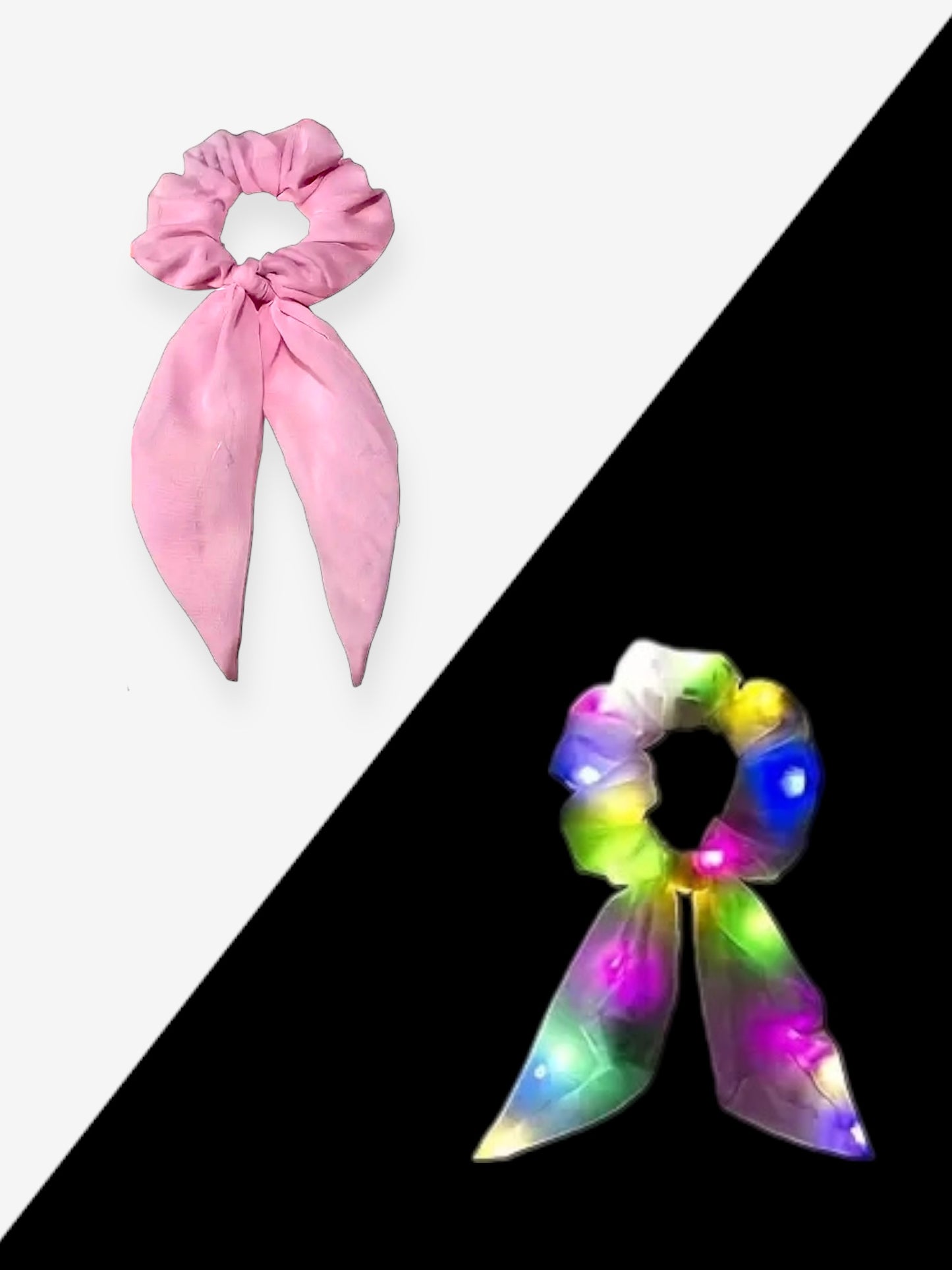 LED Hårsnodd Scrunchie - Rosa