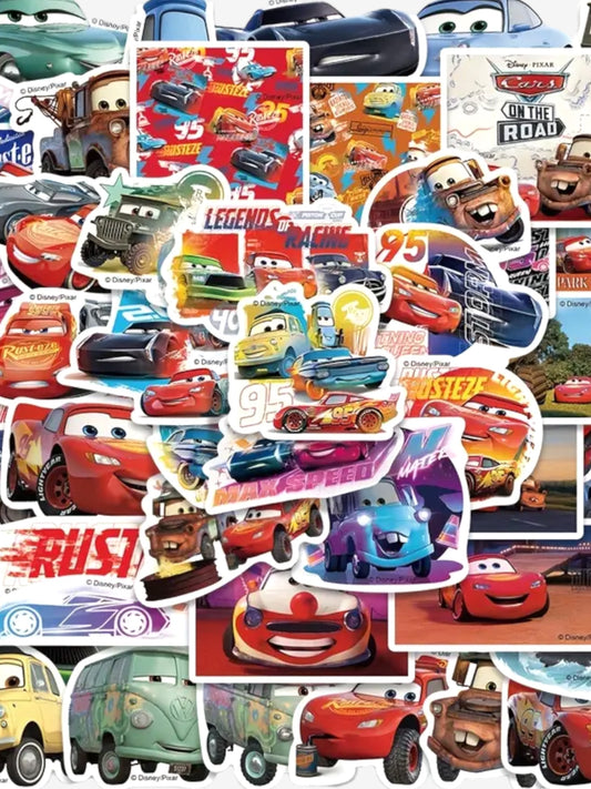 10 stycken - Blandade Disney Cars Bilar klistermärken