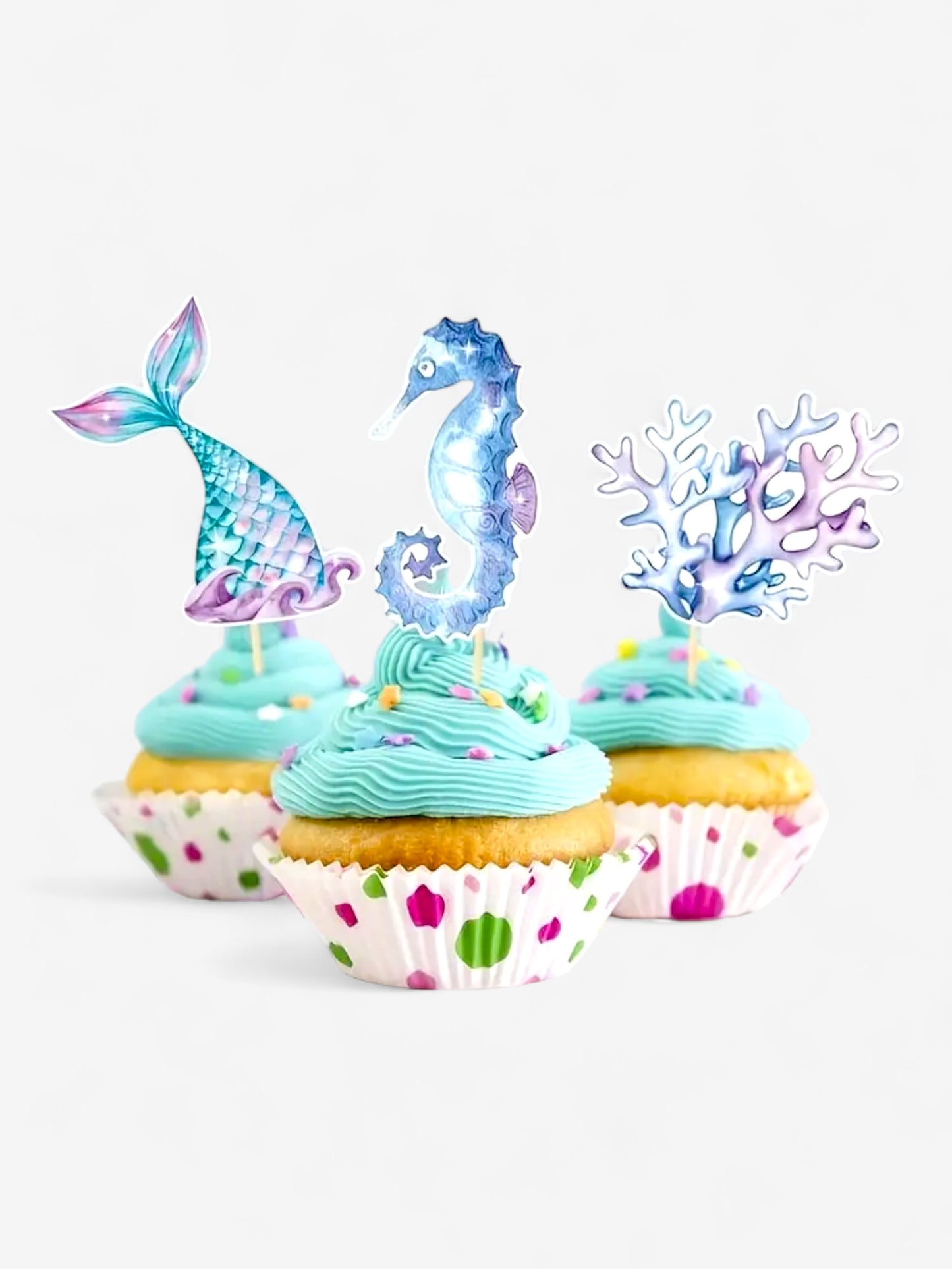 6 delar - Cake toppers med sjöjungfrutema